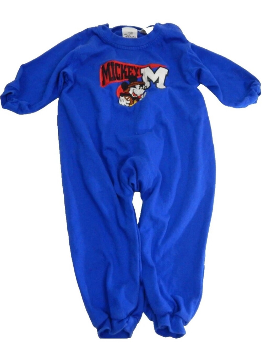 Disney Store Vintage 90's Embroidered Mickey Mouse Football Romper Sleeper